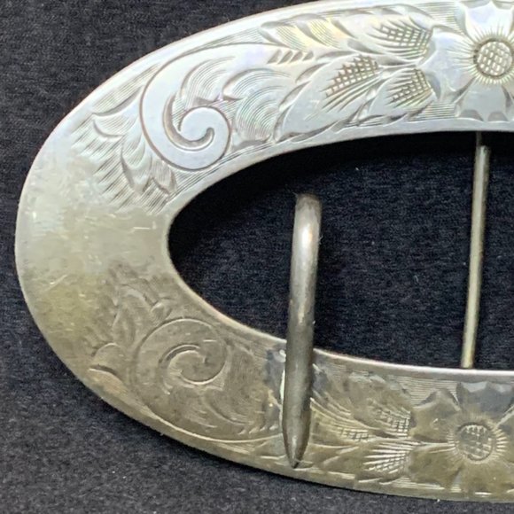 Victorian Unger Brothers Sterling Silver Sash Buckle Signed Broken clasp (2550) - Picture 4 of 9